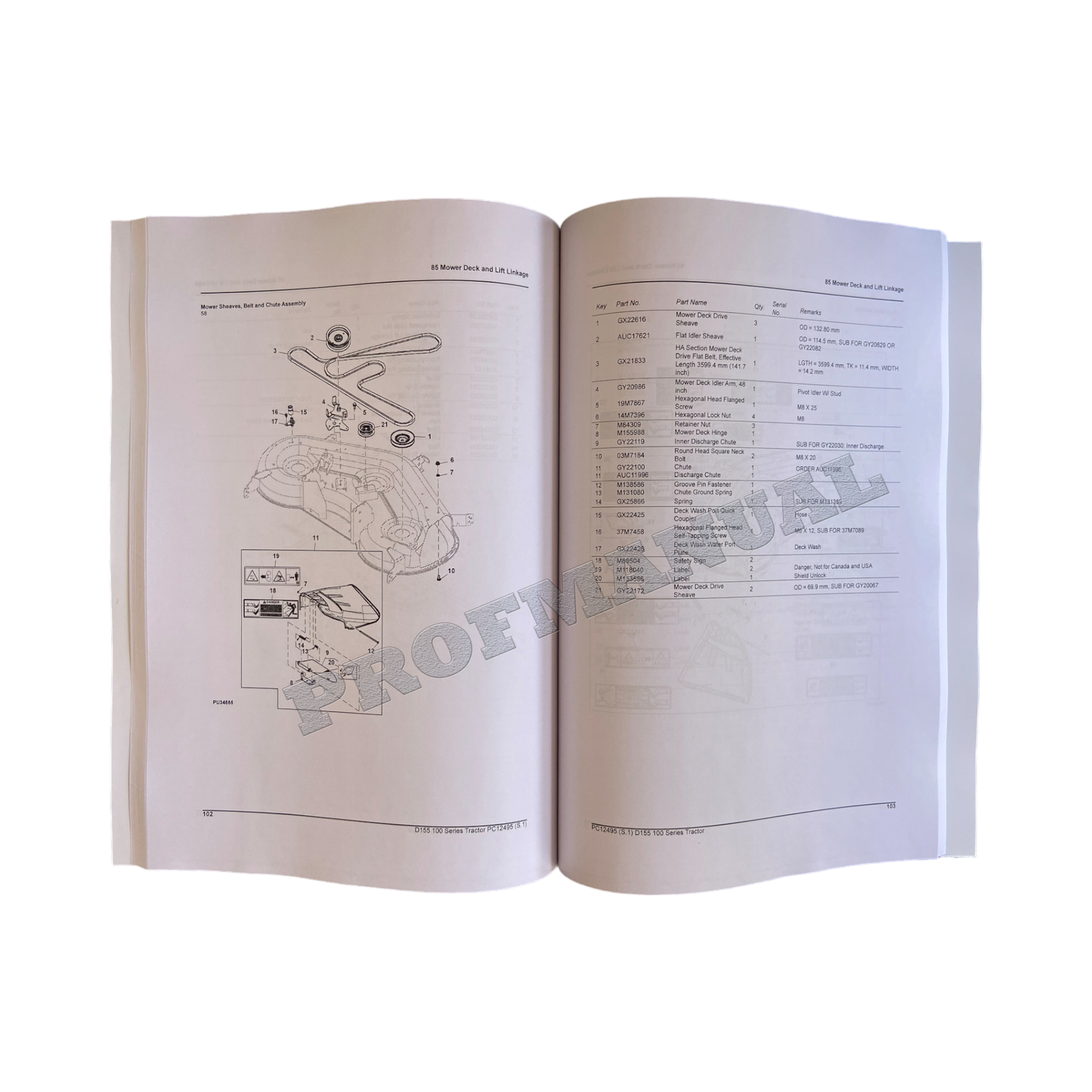 JOHN DEERE D155 TRACTOR PARTS CATALOG MANUAL