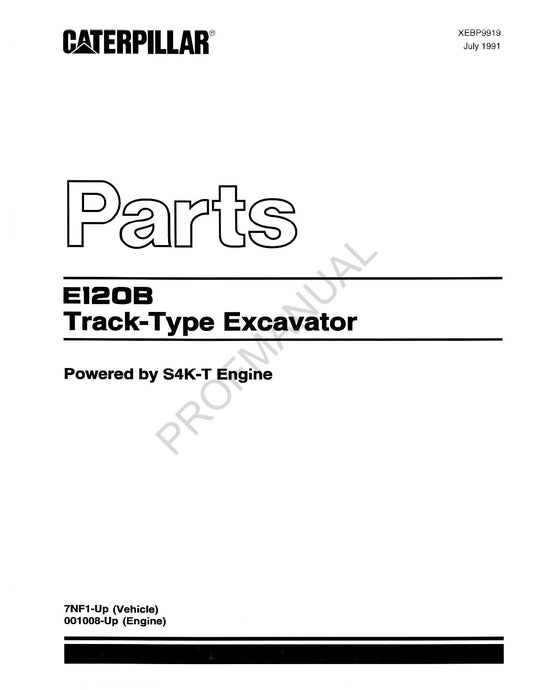 Ersatzteilkatalog für Raupenbagger Caterpillar E120B, Handbuch 7NF1-UP 001008-Up