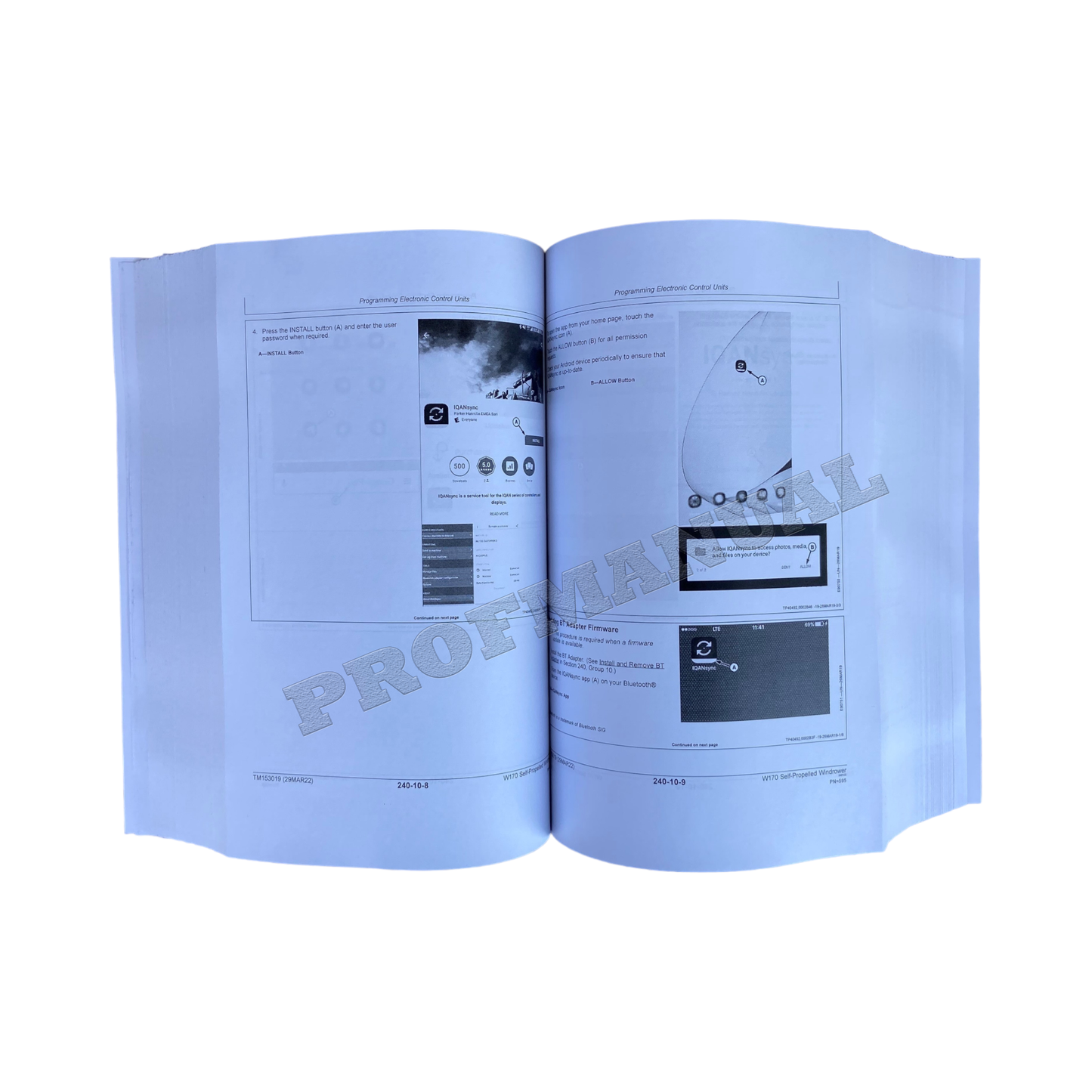 JOHN DEERE W170 WINDROWER SERVICEHANDBUCH