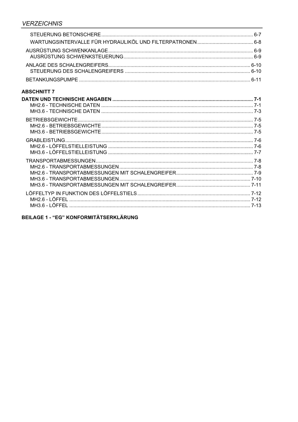 New Holland MH2 6 MH3 6 Bagger Manuel d'instructions