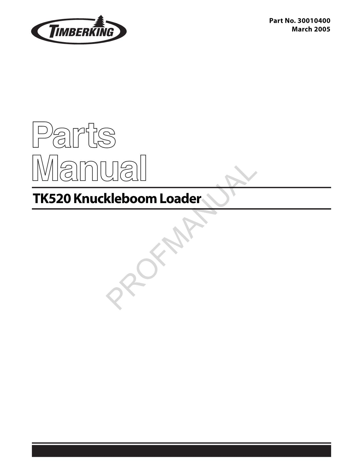 Caterpillar Cat TK520 Knuckleboom Loader Parts Catalog Manual