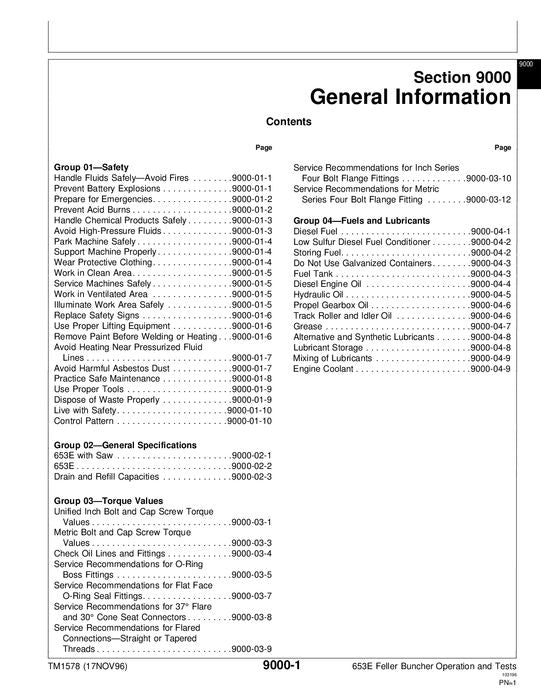 JOHN DEERE 653E TRACKED FELLER BUNCHER OPERATION TEST MANUAL