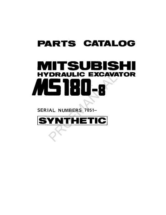 Manuel du catalogue de pièces détachées pour pelle hydraulique Caterpillar Mitsubishi MS180 8 7051-Up