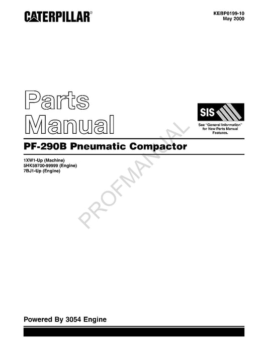 Caterpillar Cat PF 290B Pneumatic Compactor Parts Catalog Manual KEBP0199