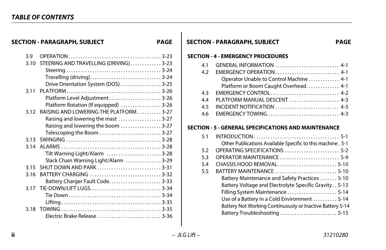 TOUCAN 32E Vertical Lift Maintenance Operation Operators Manual