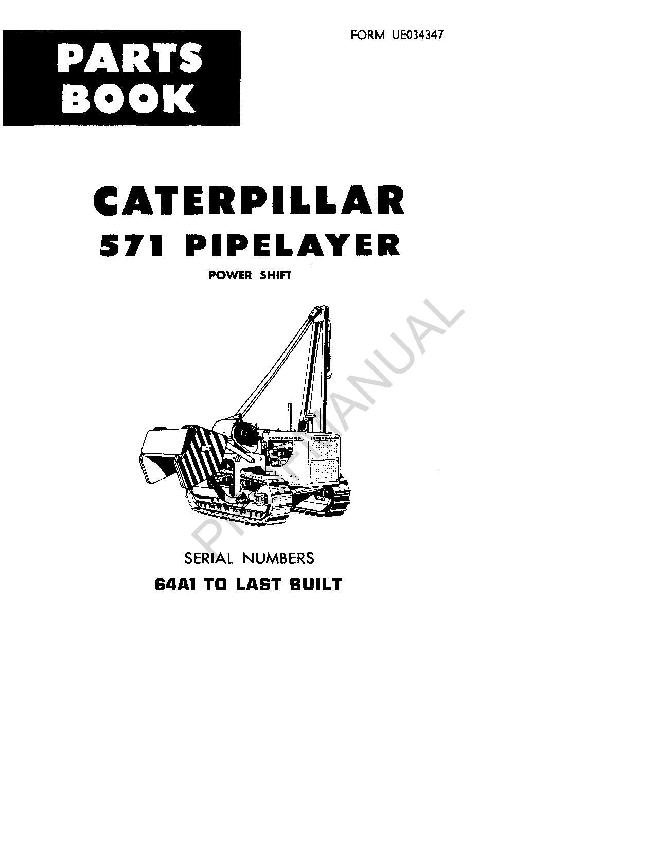 Caterpillar Cat 571 Rohrleger-Ersatzteilkatalog, Handbuch