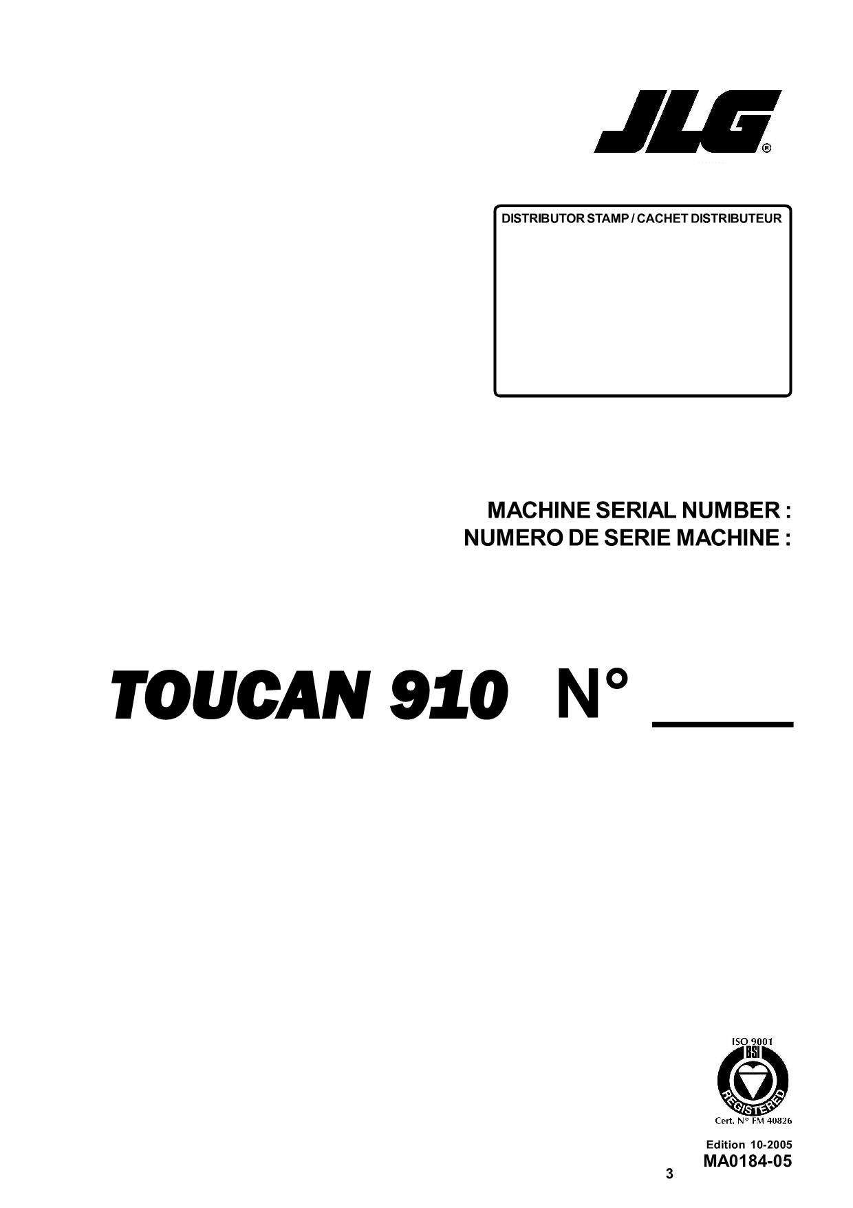 TOUCAN 910 Vertical Lift Parts Catalog Manual 206 to Present Multi language