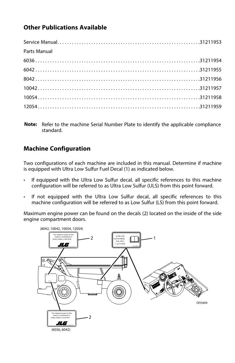 SKYTRAK 10042 10054 12054 6036 6042 8042 Telehandler Operators Manual 31211952