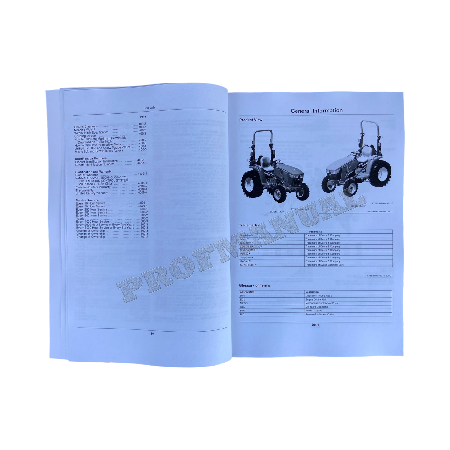 JOHN DEERE 3025E 3038E 3032E TRACTOR OPERATORS MANUAL SER NP000001-