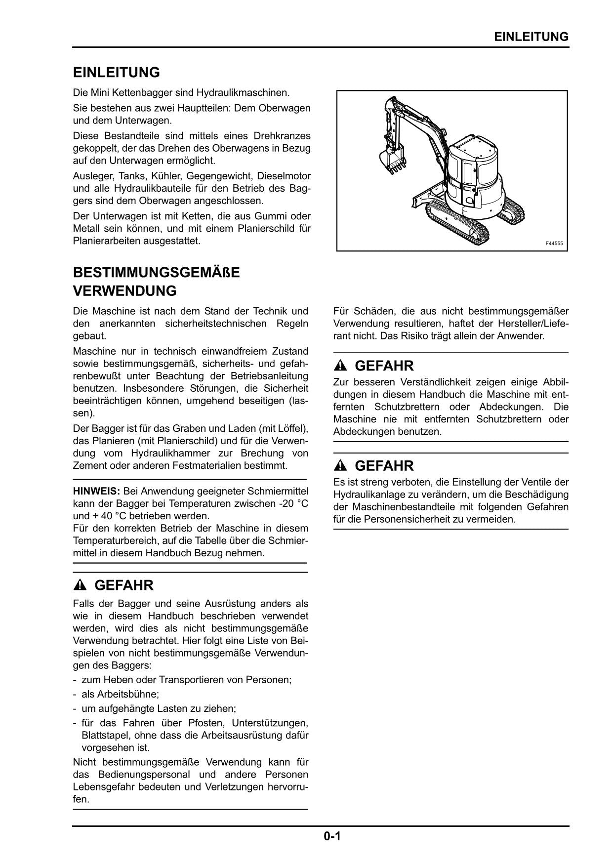 New Holland E45B SR E50B SR E55B Bagger Manuel d'instructions