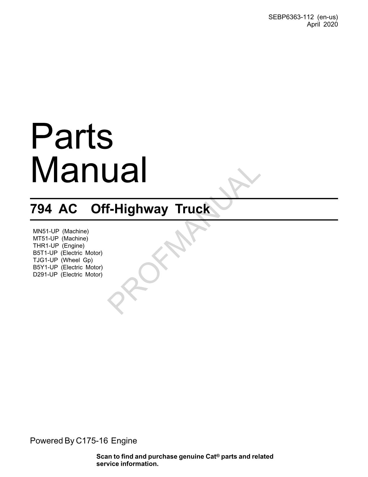 Ersatzteilkatalog für Caterpillar Cat 794 AC Off-Highway-Trucks