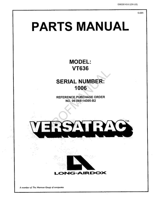 Caterpillar Cat VT636 Underground Longwall Parts Catalog Manual