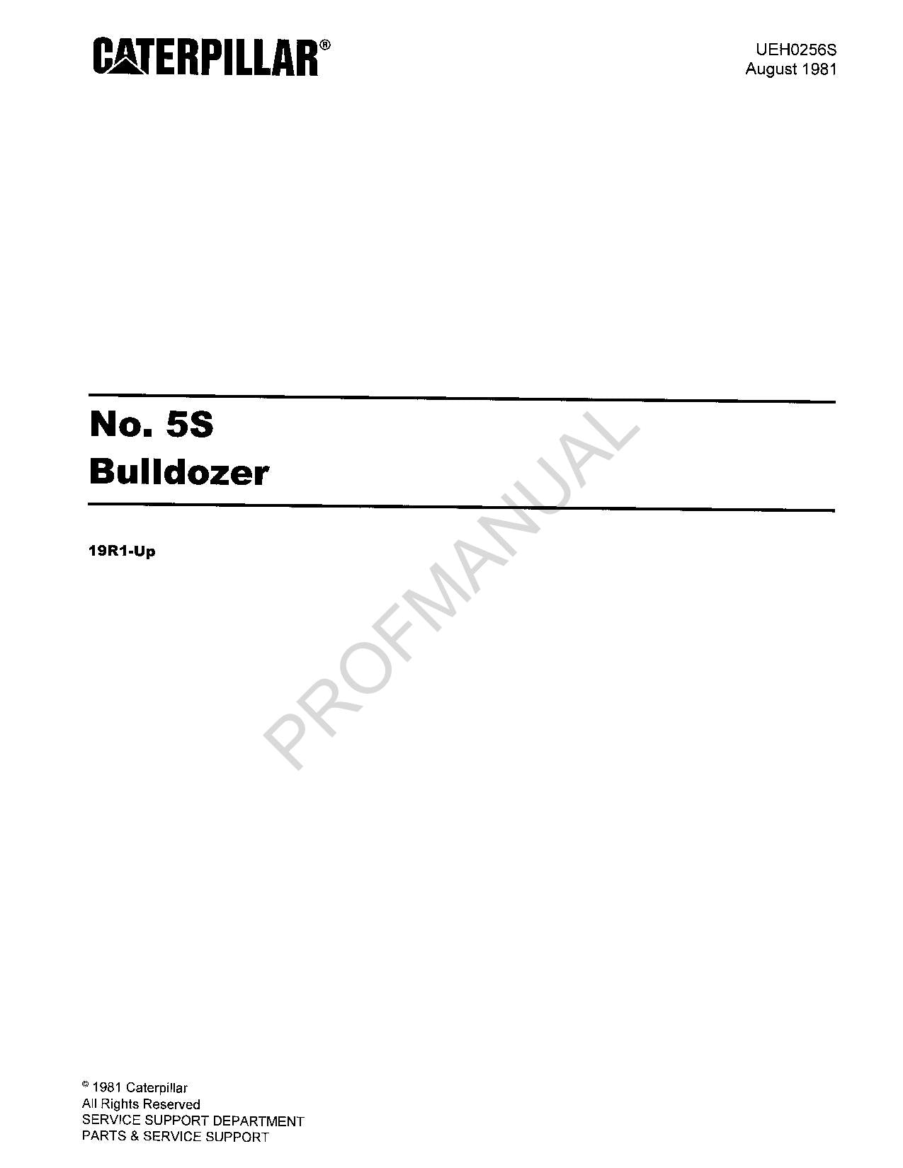 Caterpillar Cat No 5S Bulldozer Parts Catalog Manual