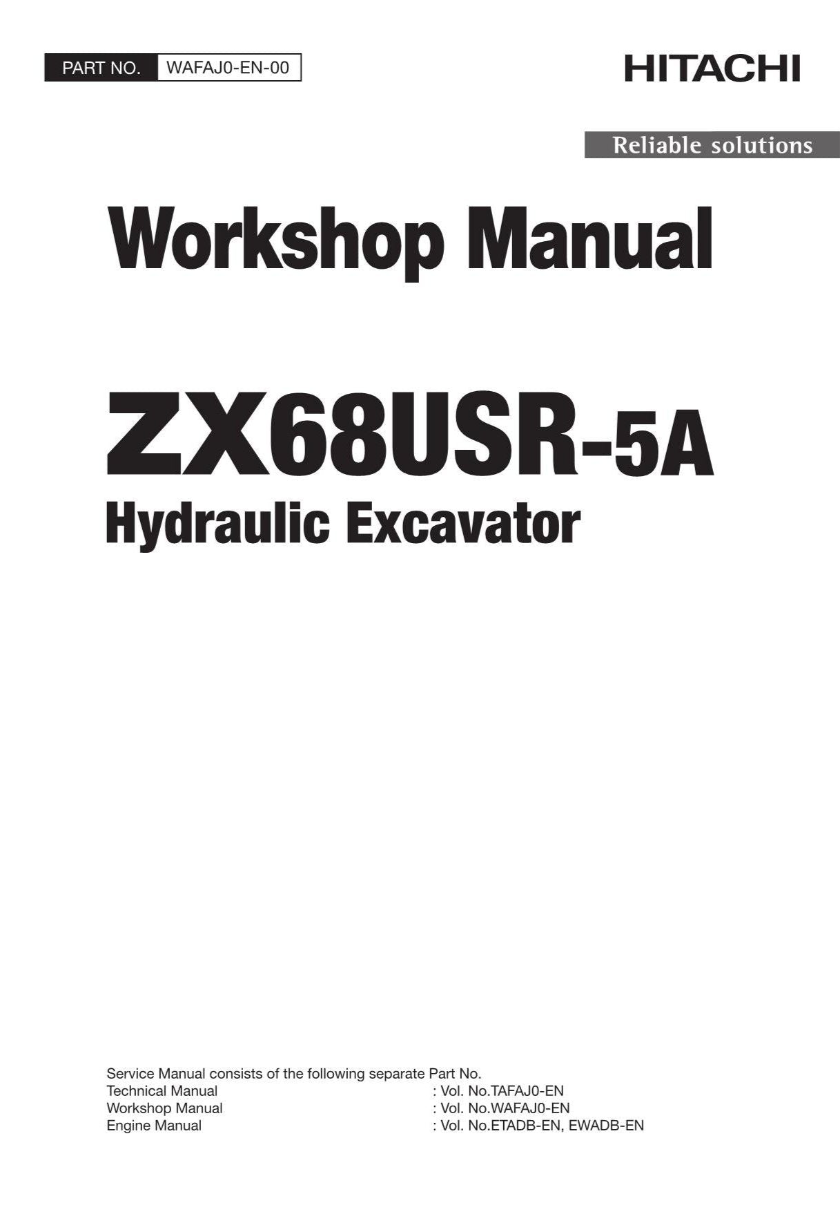 Hitachi ZX68USR-5A Excavator Workshop Service Repair manual