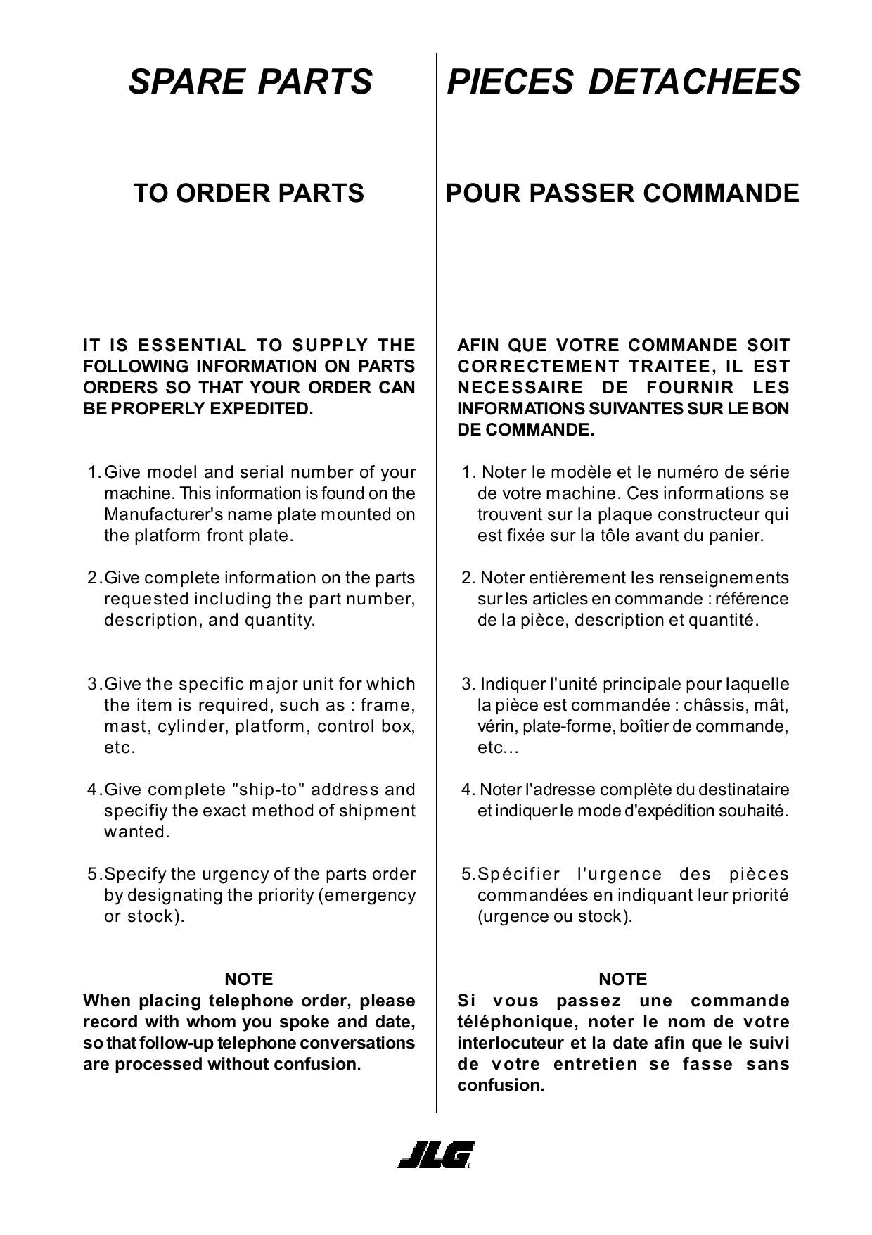 TOUCAN 910 Vertical Lift Parts Catalog Manual Multi language