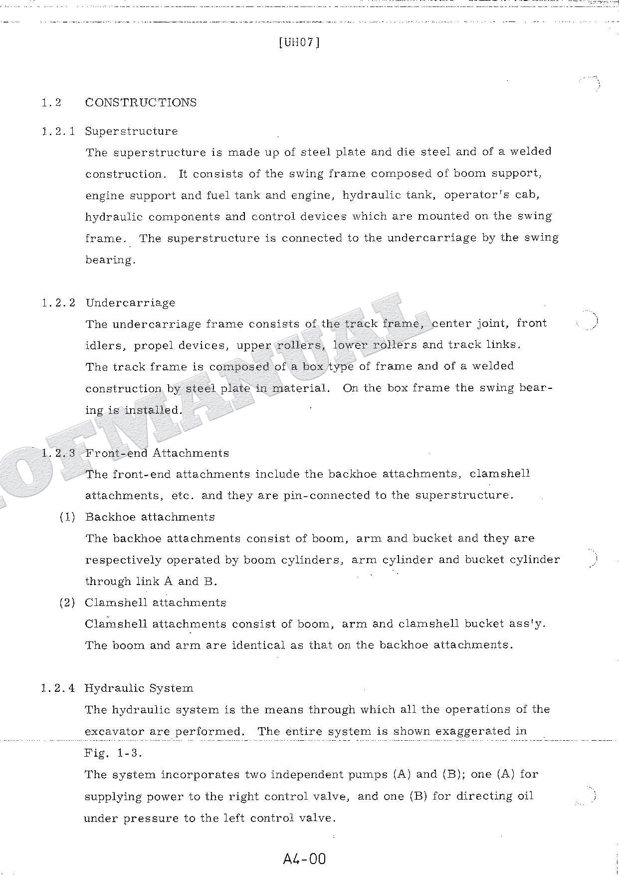 HITACHI UH07 Hudraulic Excavator Service manual