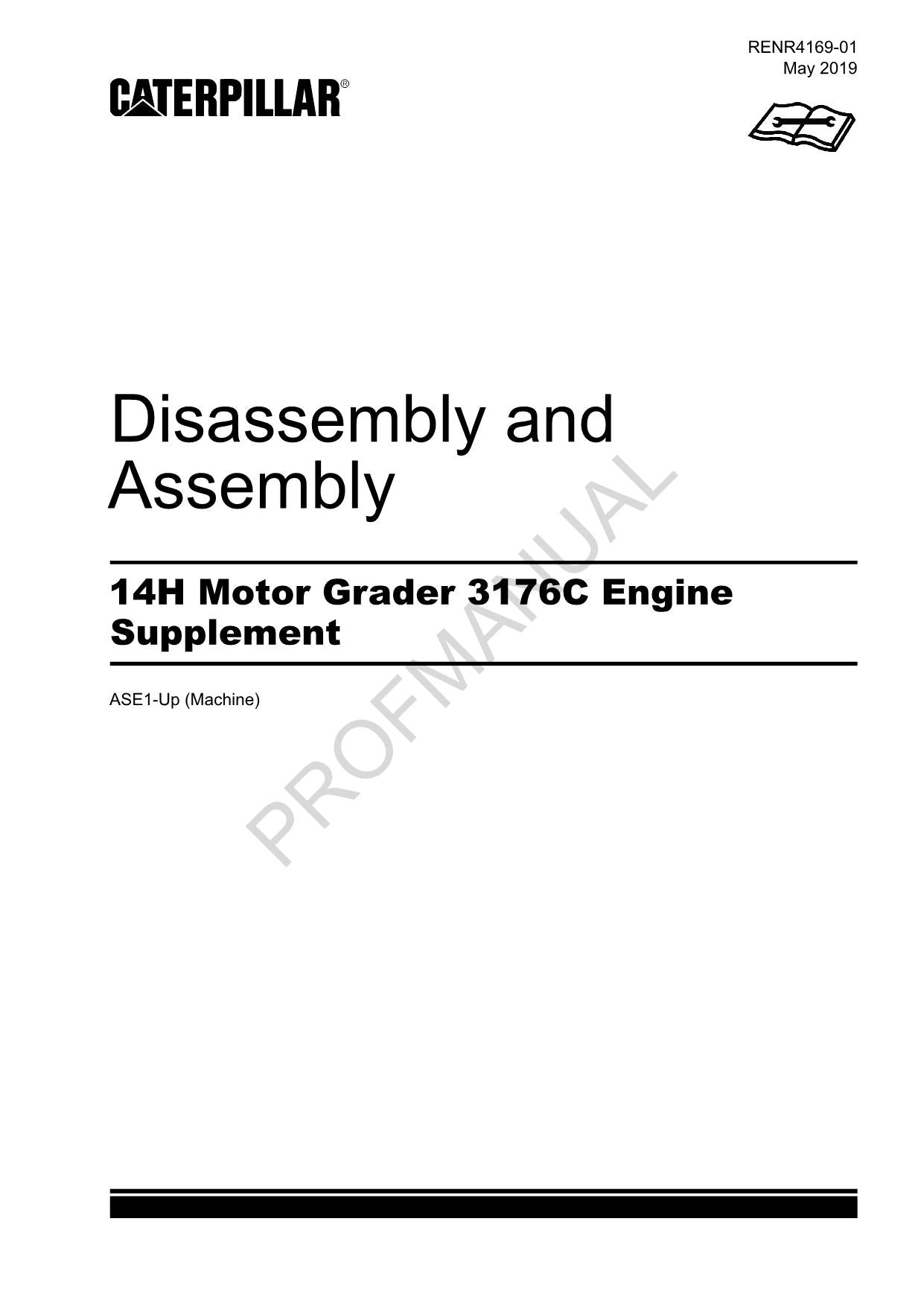 Caterpillar 14H Motor Grader 3176C Engine Suppl Disassem Assembly Service Manual