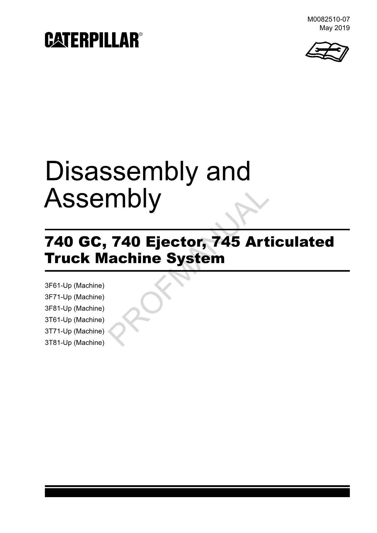 Caterpillar 740 GC 740 Ejector 745 Truck Disassasembly Assembly Service Manual