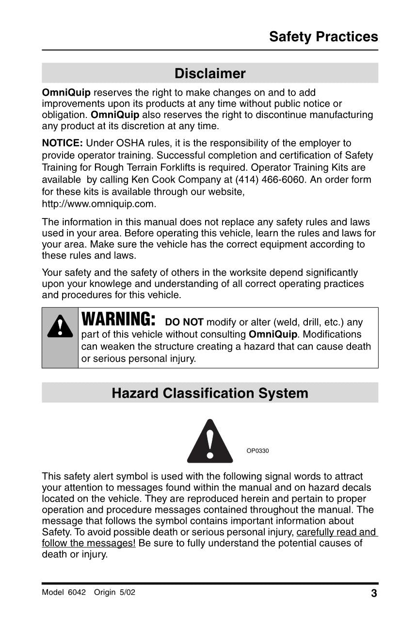 SKYTRAK 6042 Telehandler Maintenance Operation Operators Manual 8990465