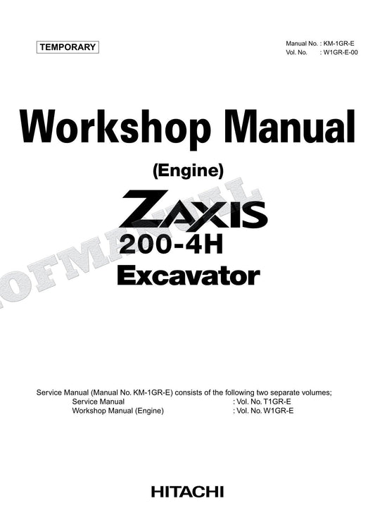 HITACHI ZX200-4H ISUZU 4HK1X ENGINE Excavator Service Repair Workshop manual