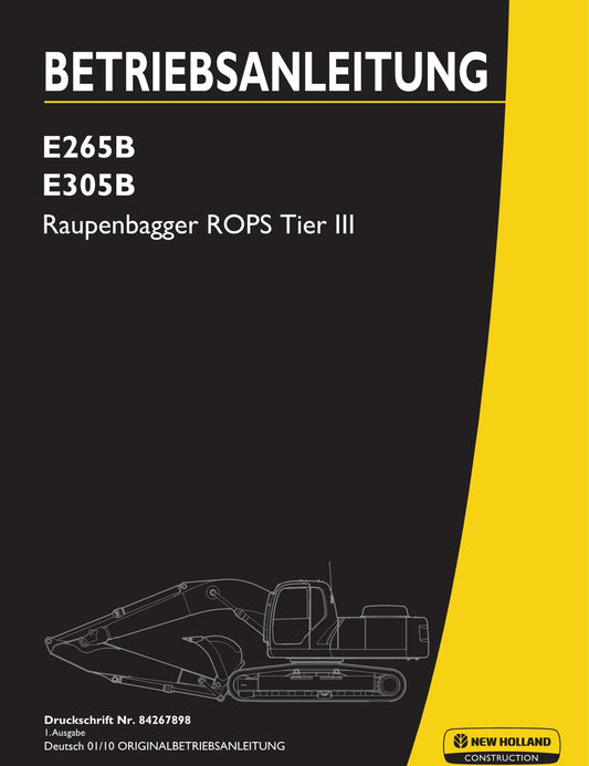 New Holland E265B E305B Bagger Betriebsanleitung