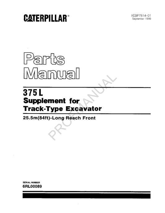 Caterpillar Cat 375 L Supplement Track Type Tractor Parts Catalog Manual