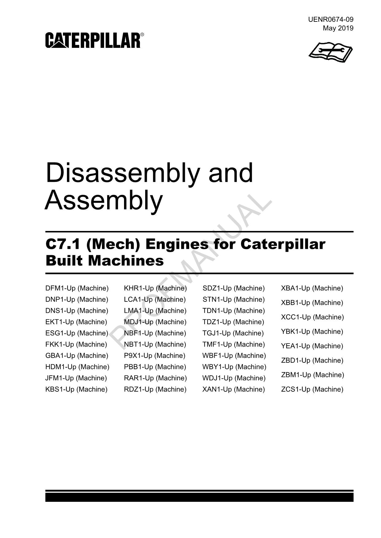 Manuel d'assemblage et de démontage de la machine à moteur mécanique Caterpillar Cat C7.1