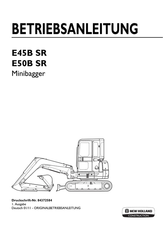 New Holland E45B SR E50B SR Bagger Manuel d'instructions