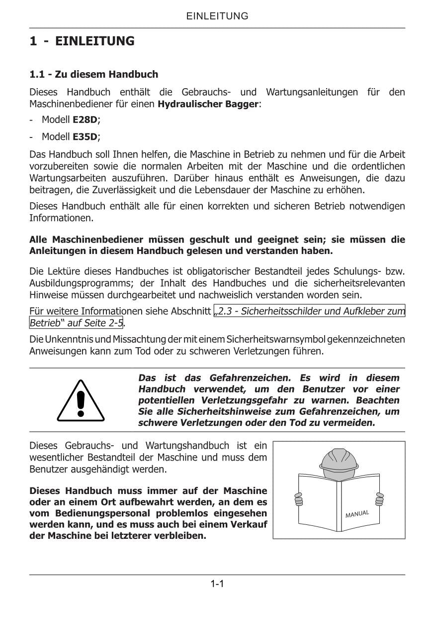 New Holland E28D E35D Bagger Manuel d'instructions