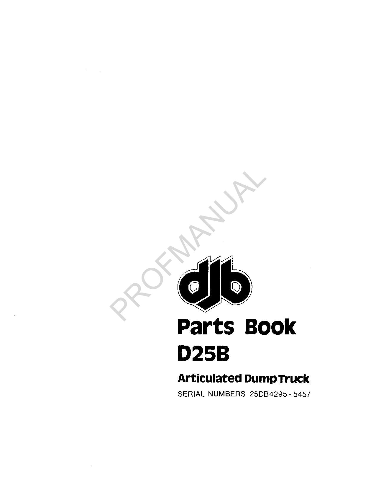 Caterpillar Cat D25B Articulated Dump Truck Parts Catalog Manual SEBP8403