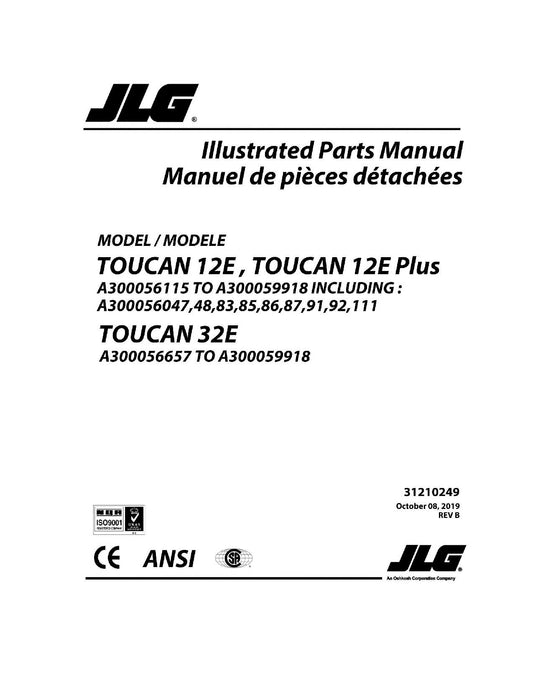 TOUCAN 12E 12E Plus 32E Vertical Lift Parts Catalog Manual 31210249 Multi lang