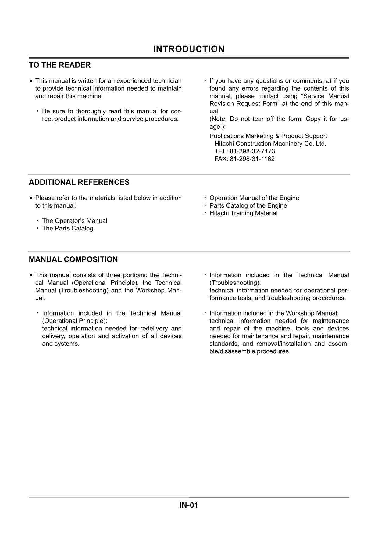 Hitachi ZX350LC ZX350LCN ZX370MTH Excavator Troubleshooting Service Manual