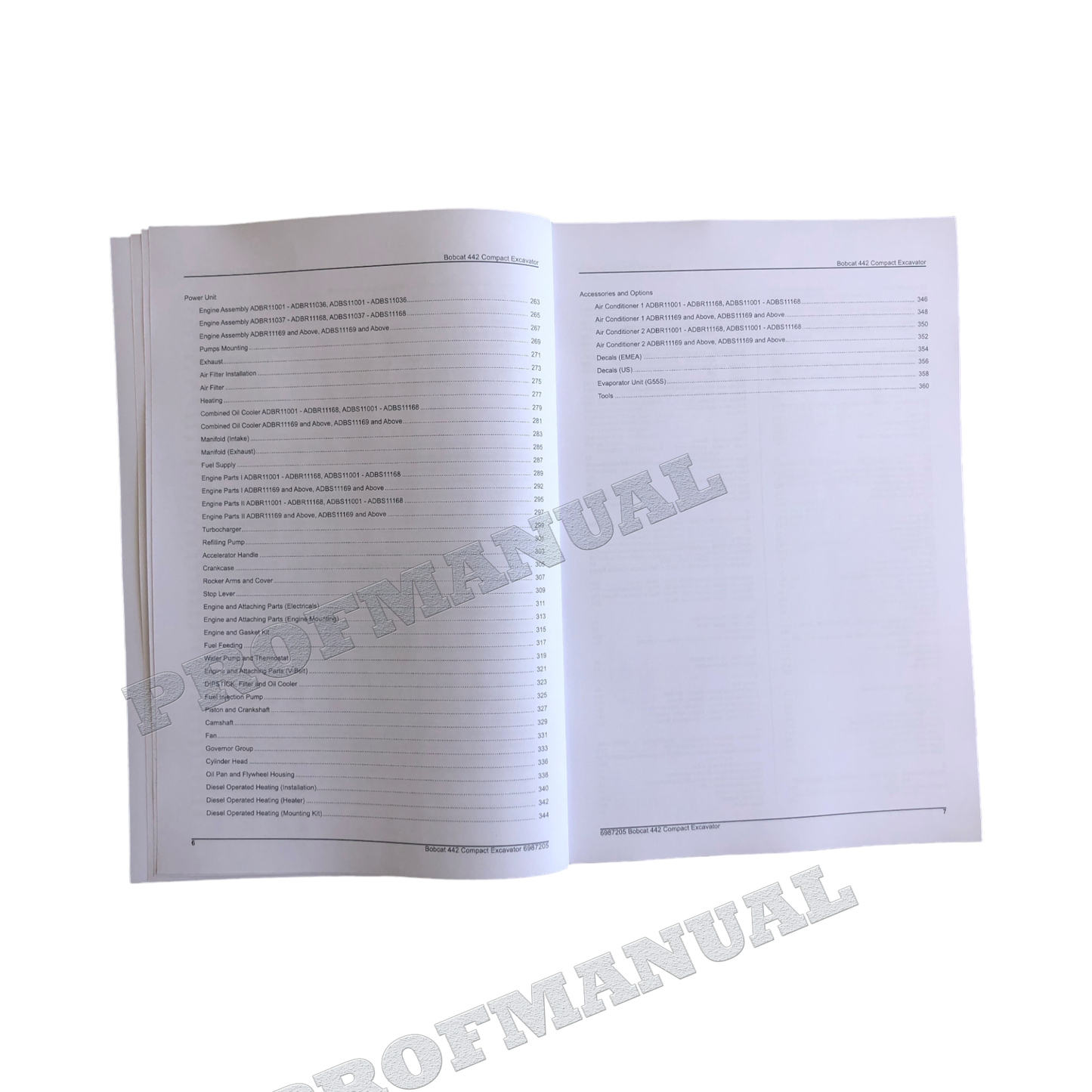 Bobcat 442 Bagger Teilekatalog Handbuch ADBR11001- ADBS11001-