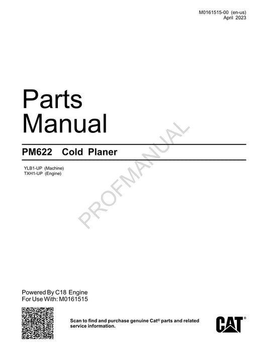 Caterpillar Cat PM622 Cold Planer Parts Catalog Manual sn YLB1-UP TXH1-Up