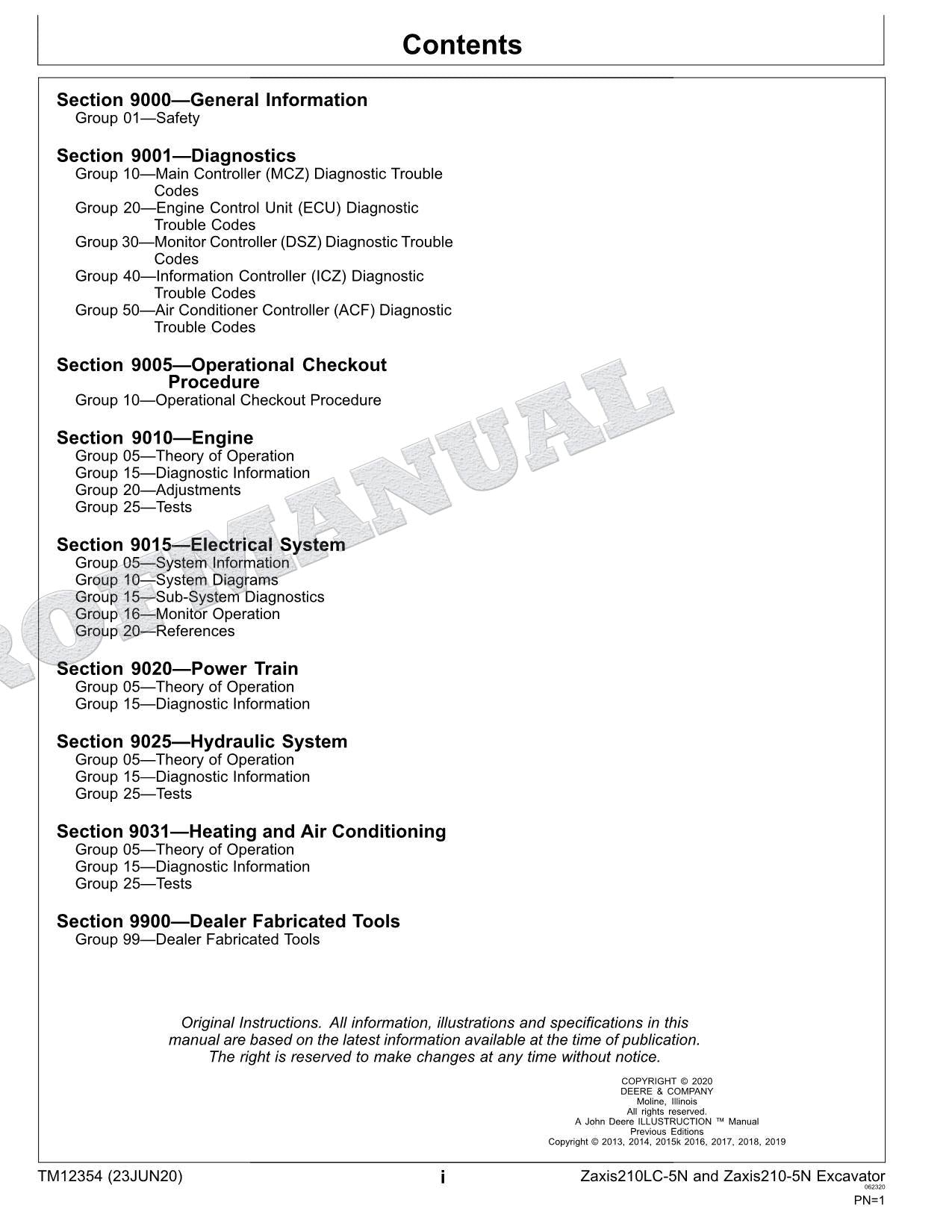 HITACHI ZX 210LC-5N 210-5N Excavator Operation Test Service manual