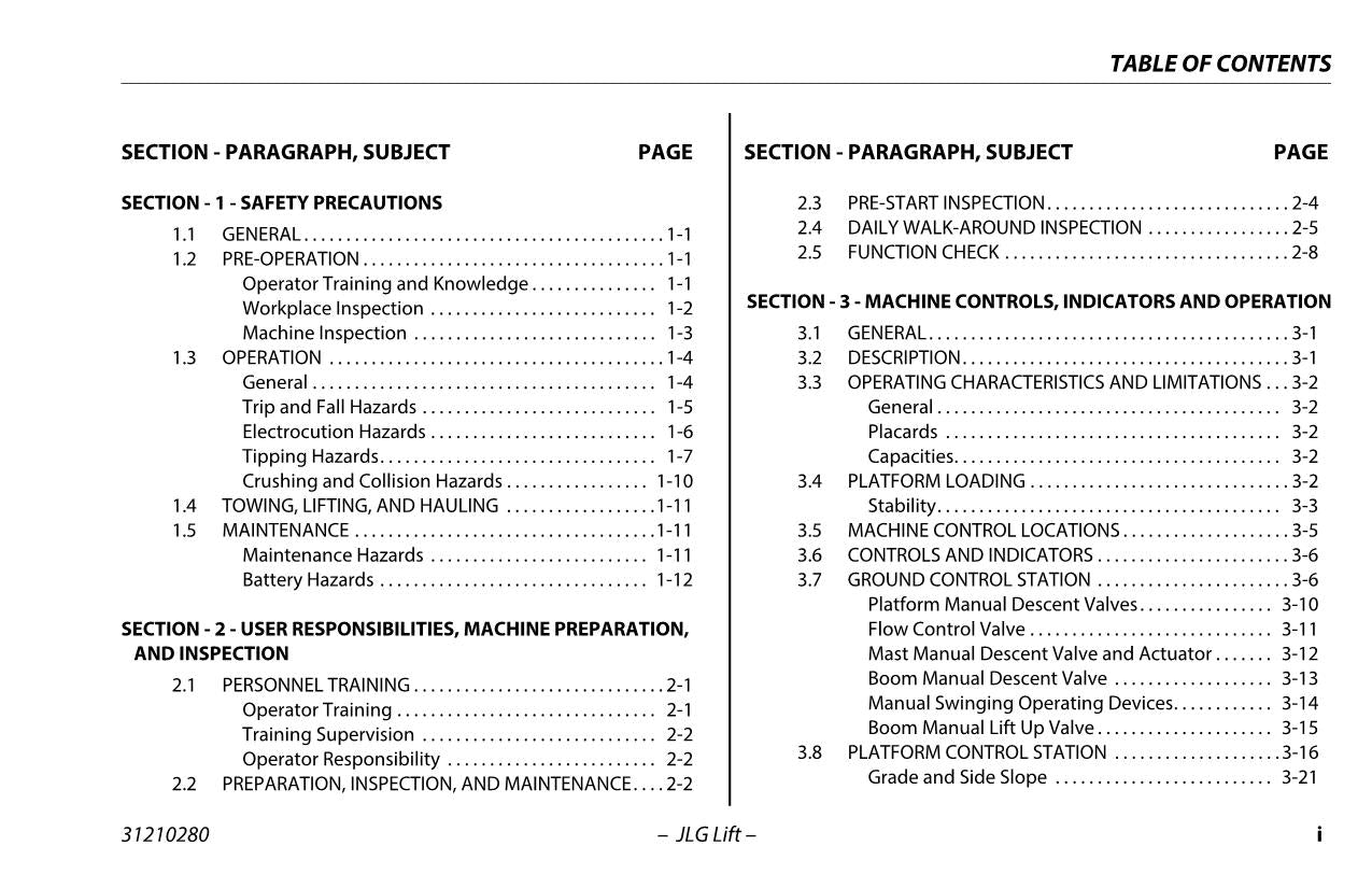 TOUCAN 32E Vertical Lift Maintenance Operation Operators Manual