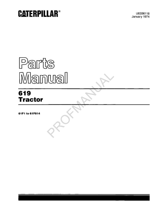 Caterpillar Cat 619 Tractor Off Highway Tractor Parts Catalog Manual