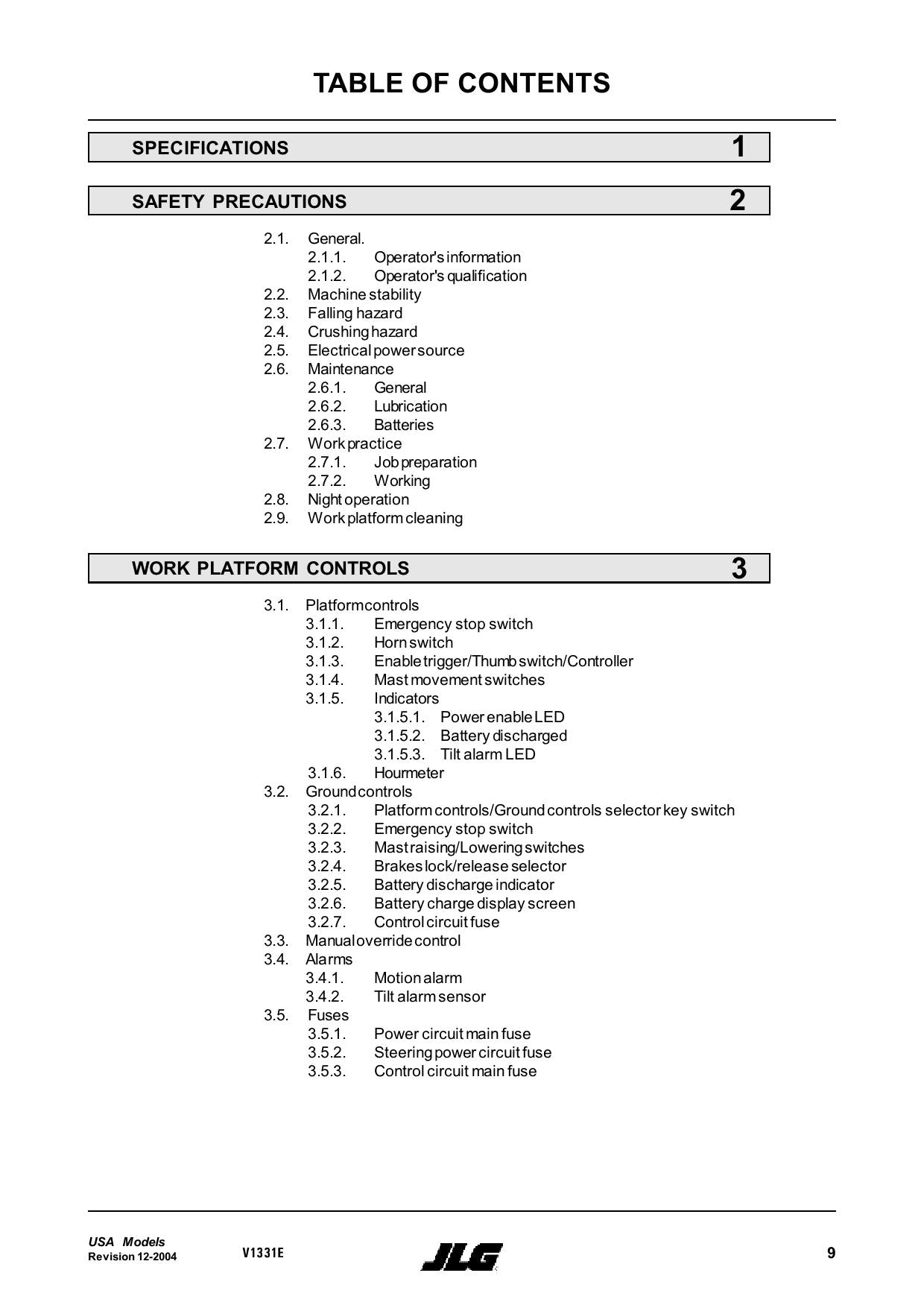 TOUCAN V1331E Vertical Lift Maintenance Operation Operators Manual