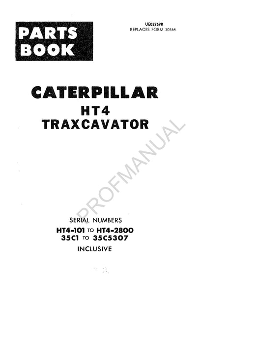 Caterpillar Cat HT4 Traxcavator Parts Book Parts Catalog Manual