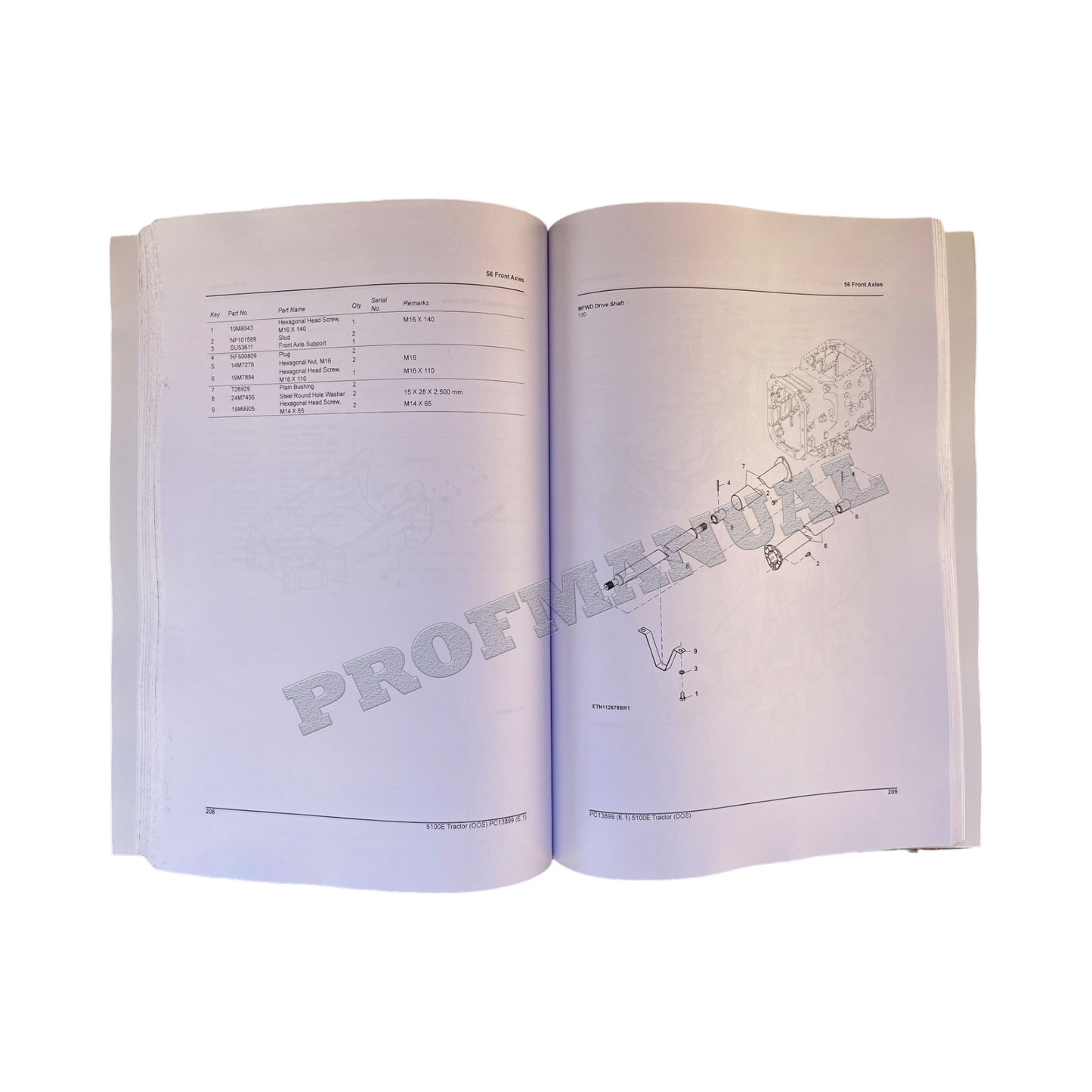 JOHN DEERE 5100E TRACTOR PARTS CATALOG MANUAL PC13899