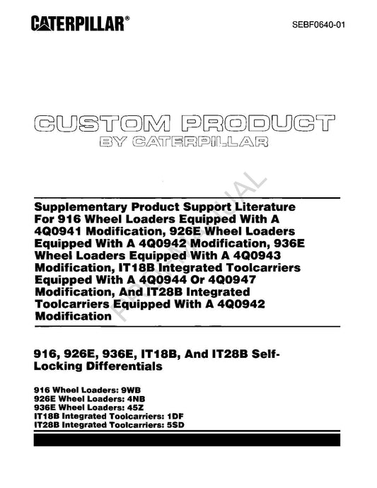 Caterpillar Cosa Wl It Carries W-Self Locking Diff Parts Catalog Manual SEBF0640