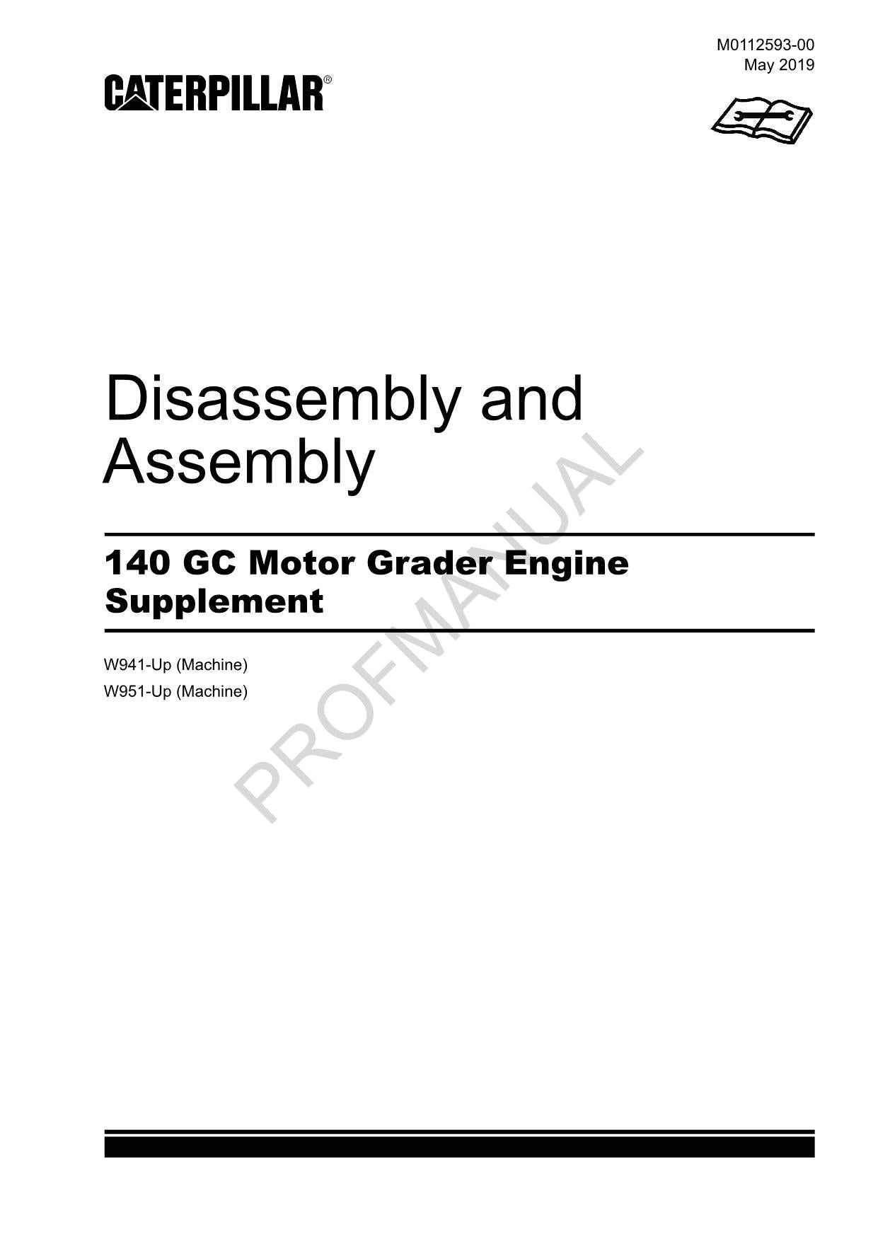 Caterpillar 140 GC Motor Grader Engine Suppl Disassem Assem Service Manual