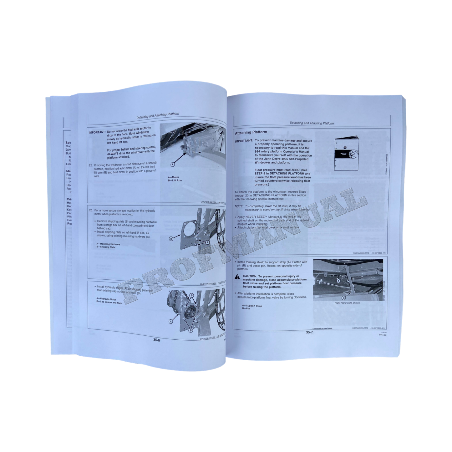 JOHN DEERE 4995 WINDROWER OPERATORS MANUAL #1