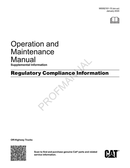 Caterpillar Cat Regulatory Compliance Supplement Bediener-Wartungshandbuch