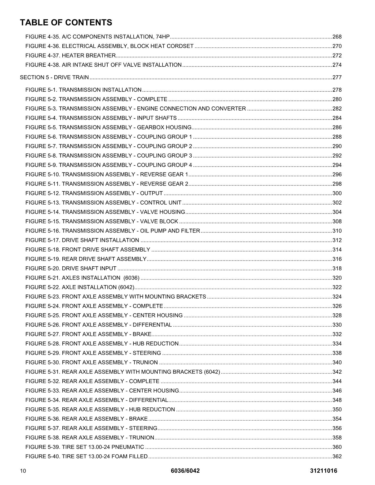 SKYTRAK 6036 6042 Telehandler Parts Catalog Manual 31211016