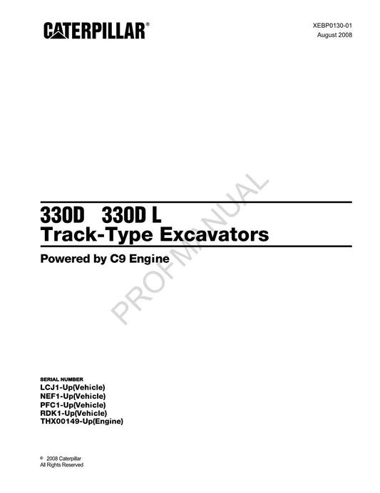 Caterpillar Cat 330D 330D L Raupenbagger Ersatzteilkatalog Handbuch XEBP0130