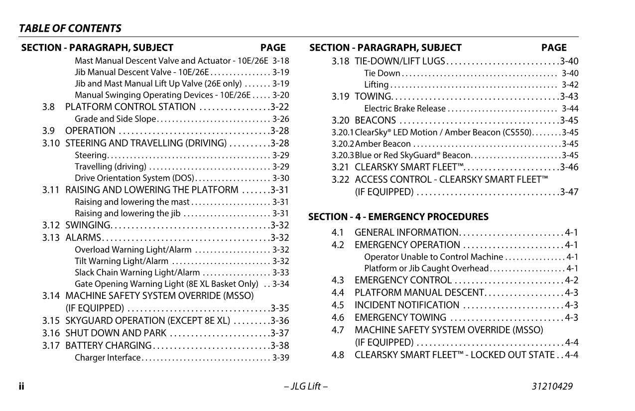 TOUCAN 10E 20E 26E 8E Vertical Lift Maintenance Operators Manual 31210429