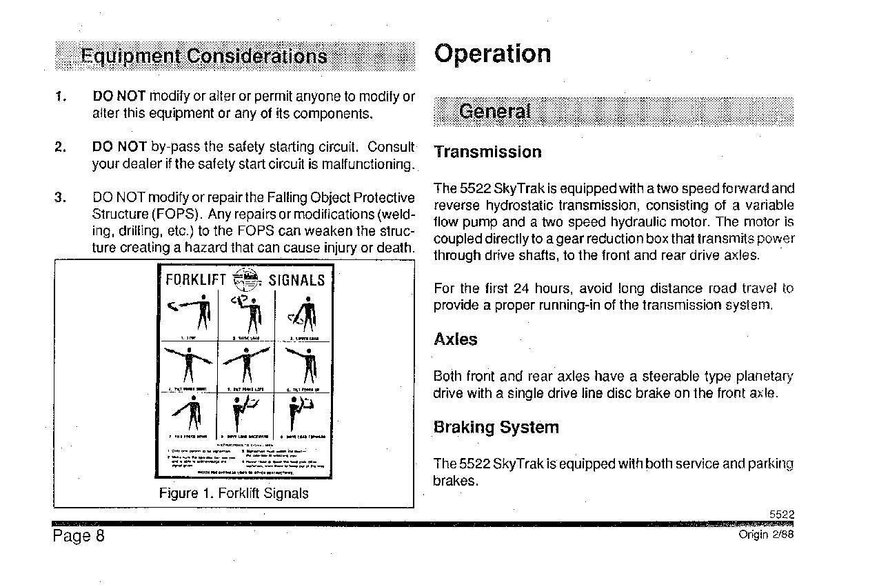 SKYTRAK 5522 Telehandler Maintenance Operation Operators Manual