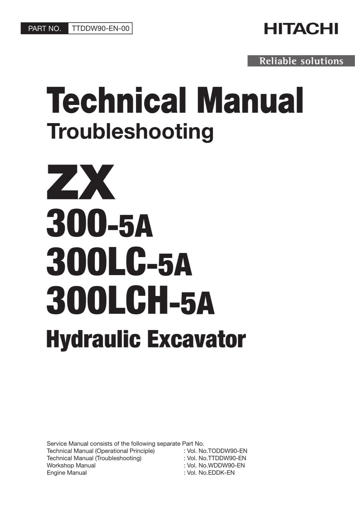 Hitachi ZX300-5A ZX300LC-5A ZX300LCH-5A Excavator Troubles Service Manual Scheme