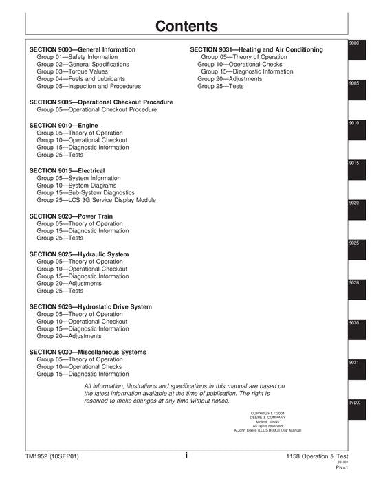 JOHN DEERE 1158 FORWARDER OPERATION TEST  SERVICE REPAIR MANUAL